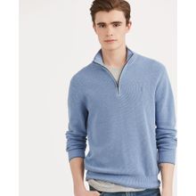 Cotton Mesh Half-Zip Sweater