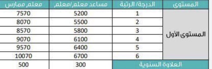 مرتبات وظيفة مساعد معلم